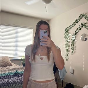 Medium White Short Sleeve Blouse from PacSun
